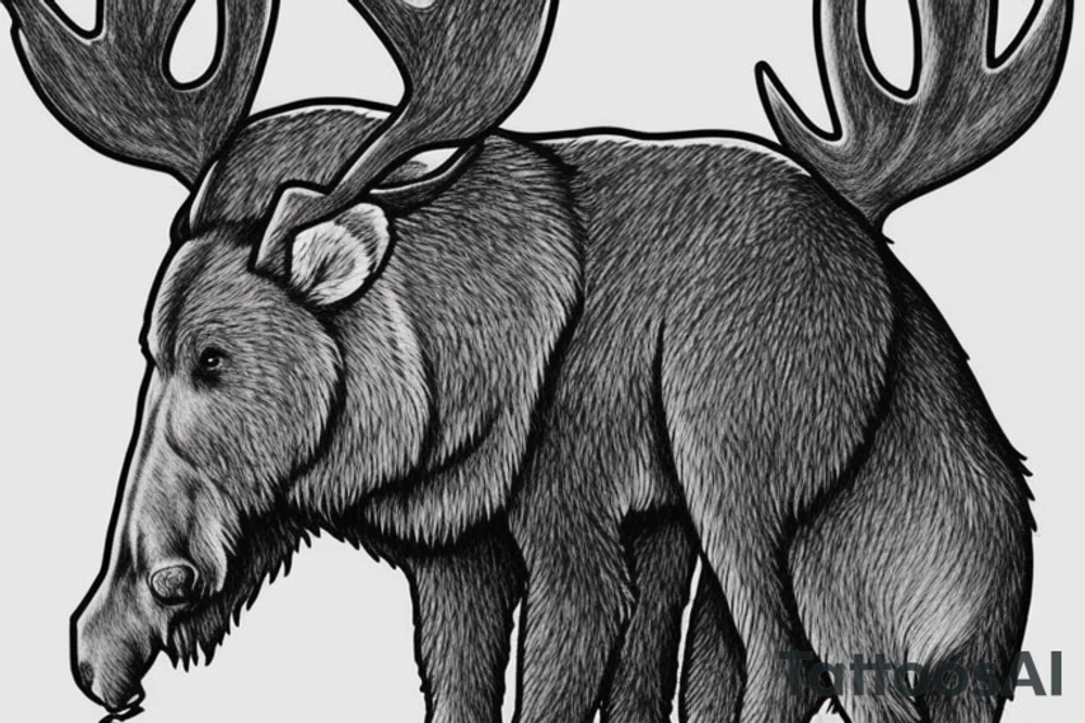 A bear and a moose preparing to fight tattoo idea