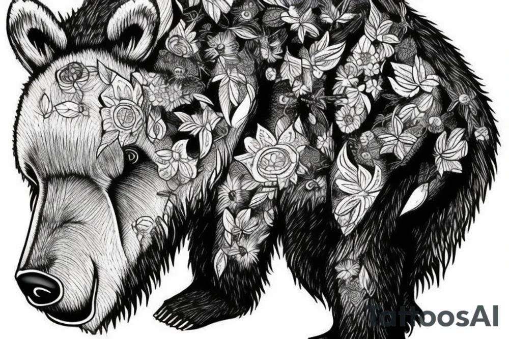 A bear and a moose preparing to fight tattoo idea