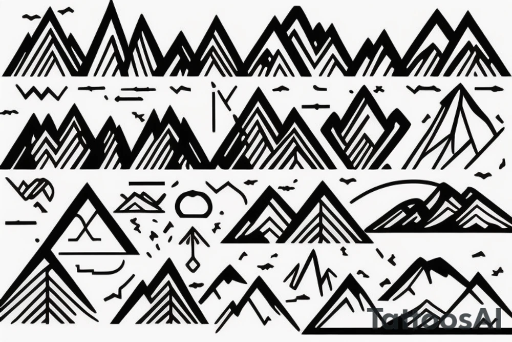 Aesthetic minimalistic mountains tattoo idea