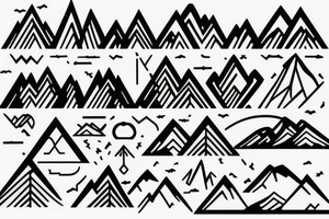Aesthetic minimalistic mountains tattoo idea