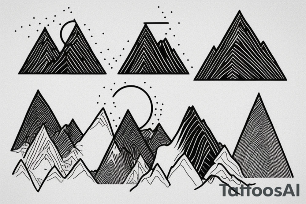 Aesthetic minimalistic mountains tattoo idea