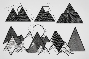 Aesthetic minimalistic mountains tattoo idea