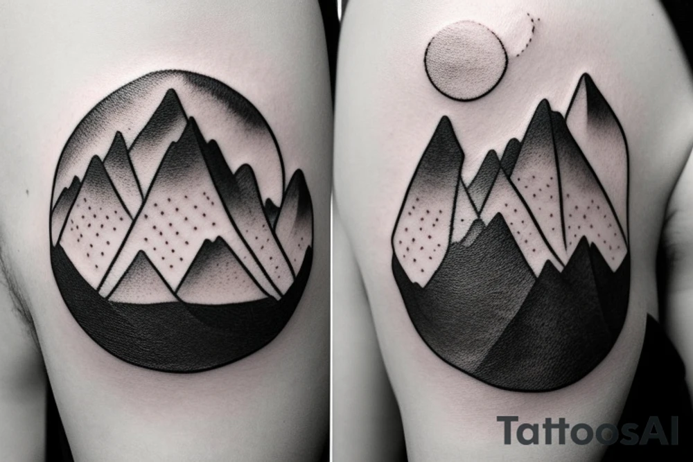 Aesthetic minimalistic mountains tattoo idea