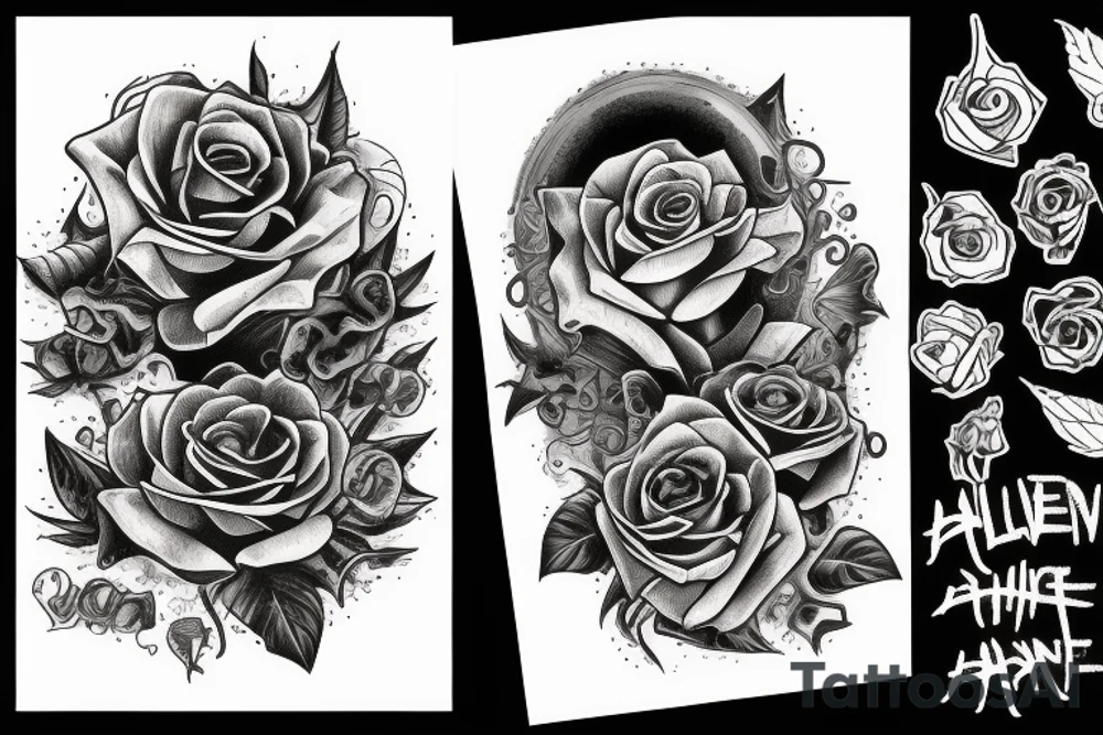alien, rose, thorn tattoo idea