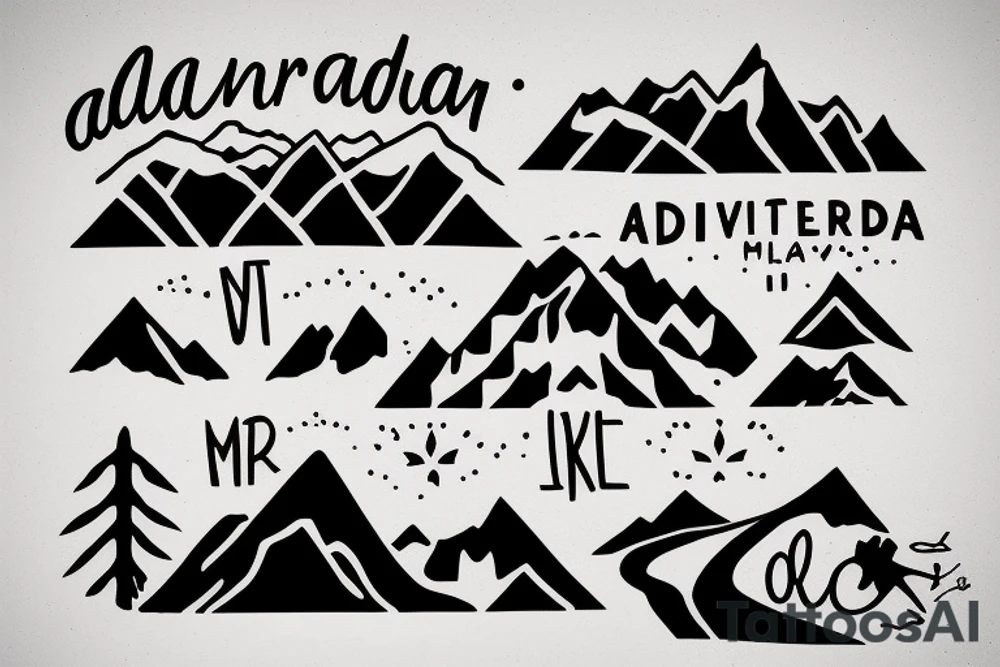 British columbia mountains with the word Adaira under the mountains tattoo idea