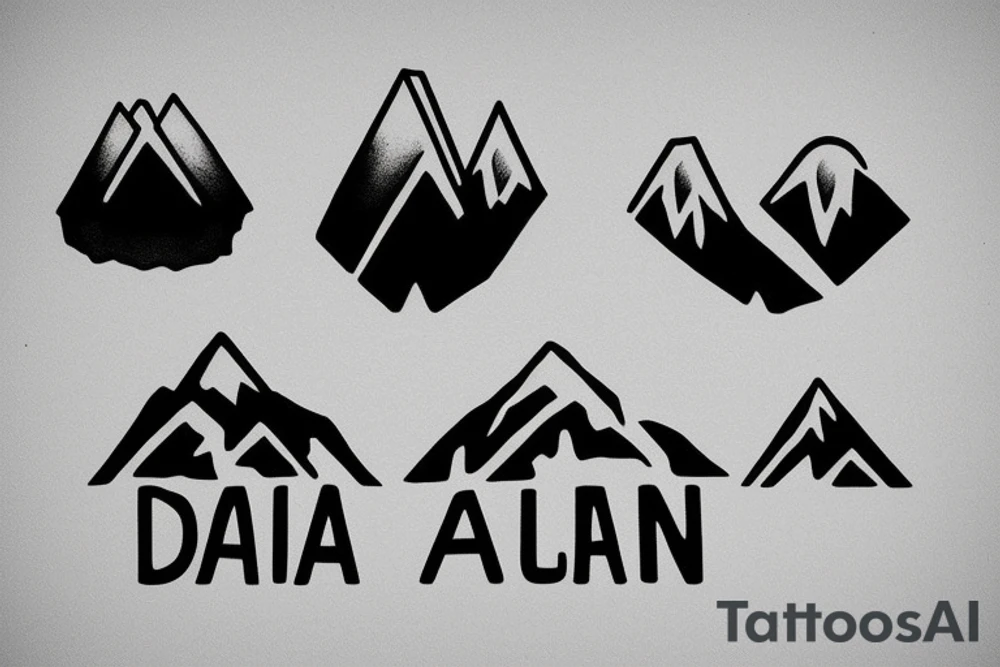 British columbia mountains with the word Adaira under the mountains tattoo idea