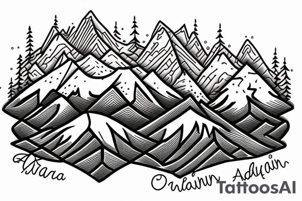 British columbia mountains with the word Adaira under the mountains tattoo idea