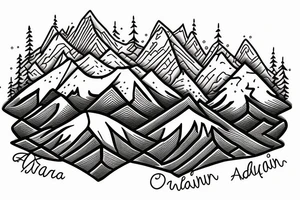 British columbia mountains with the word Adaira under the mountains tattoo idea