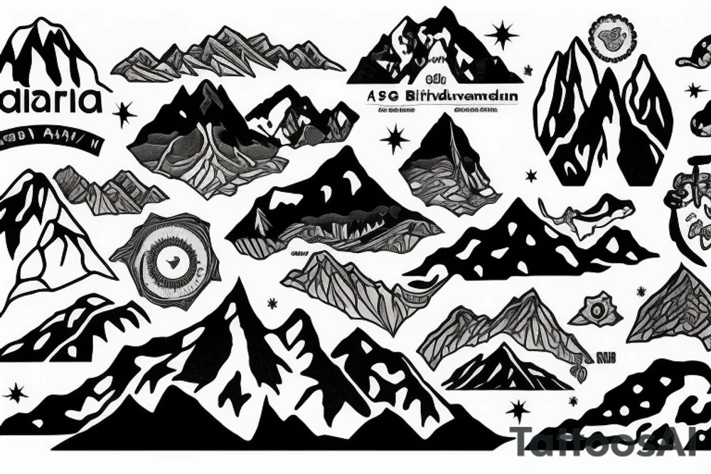 British columbia mountains with the word Adaira under the mountains tattoo idea