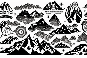 British columbia mountains with the word Adaira under the mountains tattoo idea