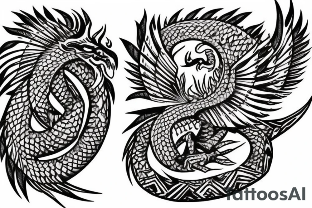 Aztec Dragon in Rain Forest tattoo idea
