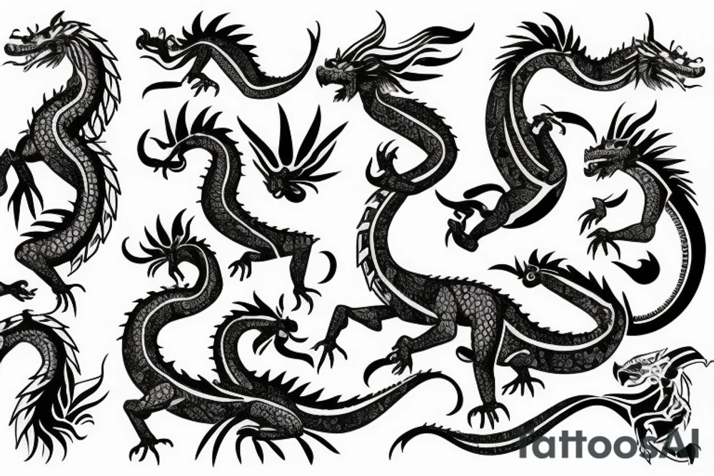 Aztec Dragon in Rain Forest tattoo idea