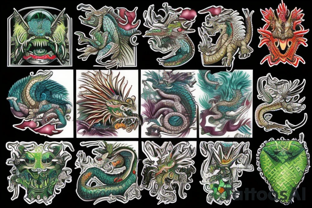 Aztec Dragon in Rain Forest tattoo idea