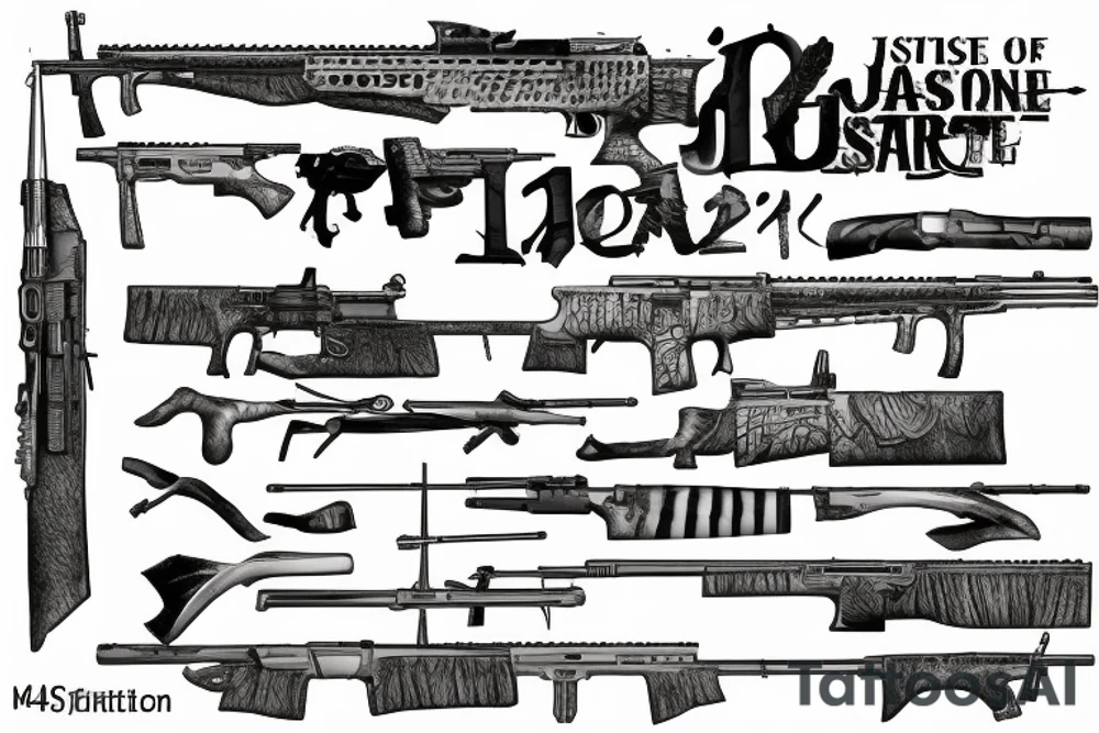 Dagger scale of justice weighing m4 rifle and the law tattoo idea