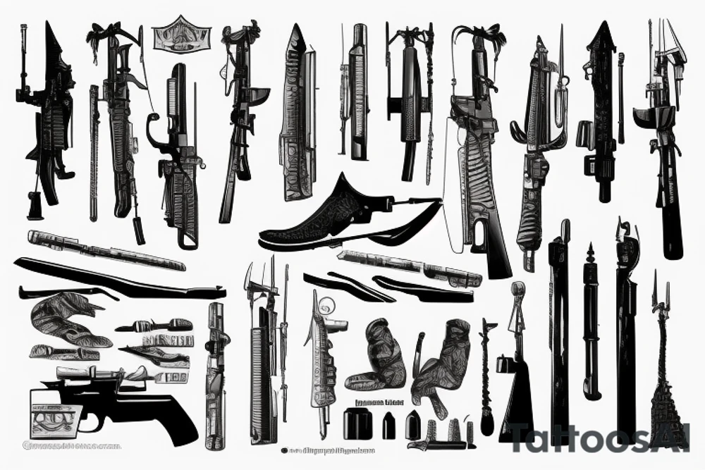Dagger scale of justice weighing m4 rifle and the law tattoo idea
