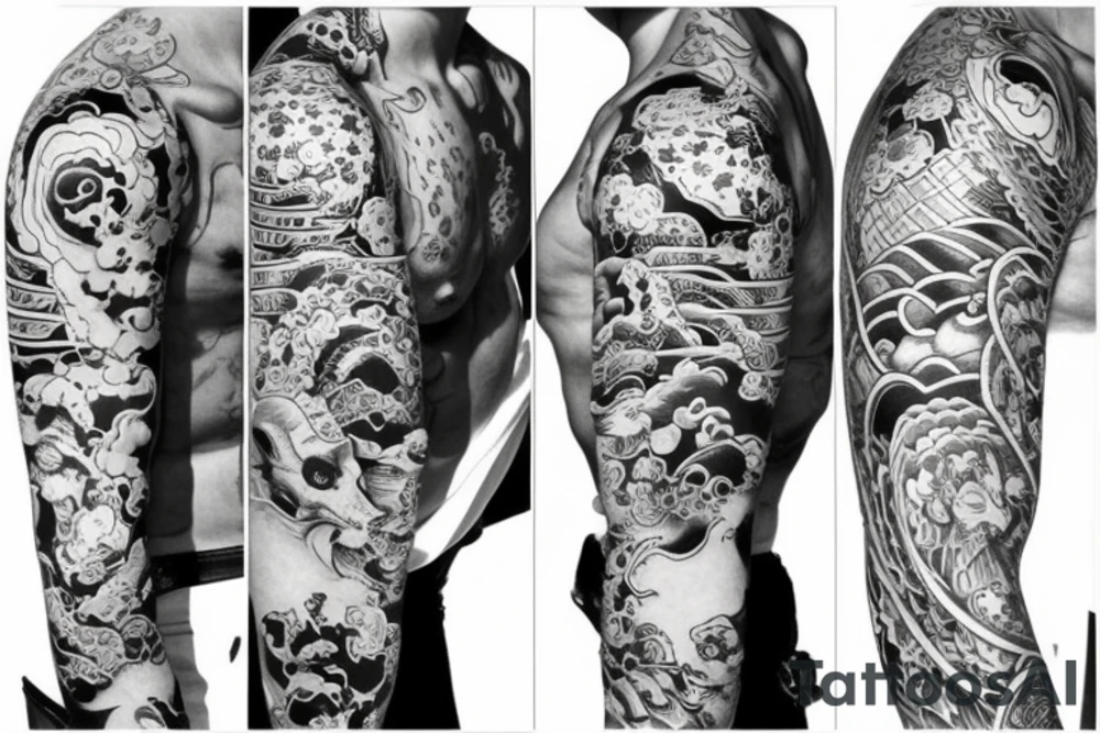 Japanese yakuza sleeve tattoo idea