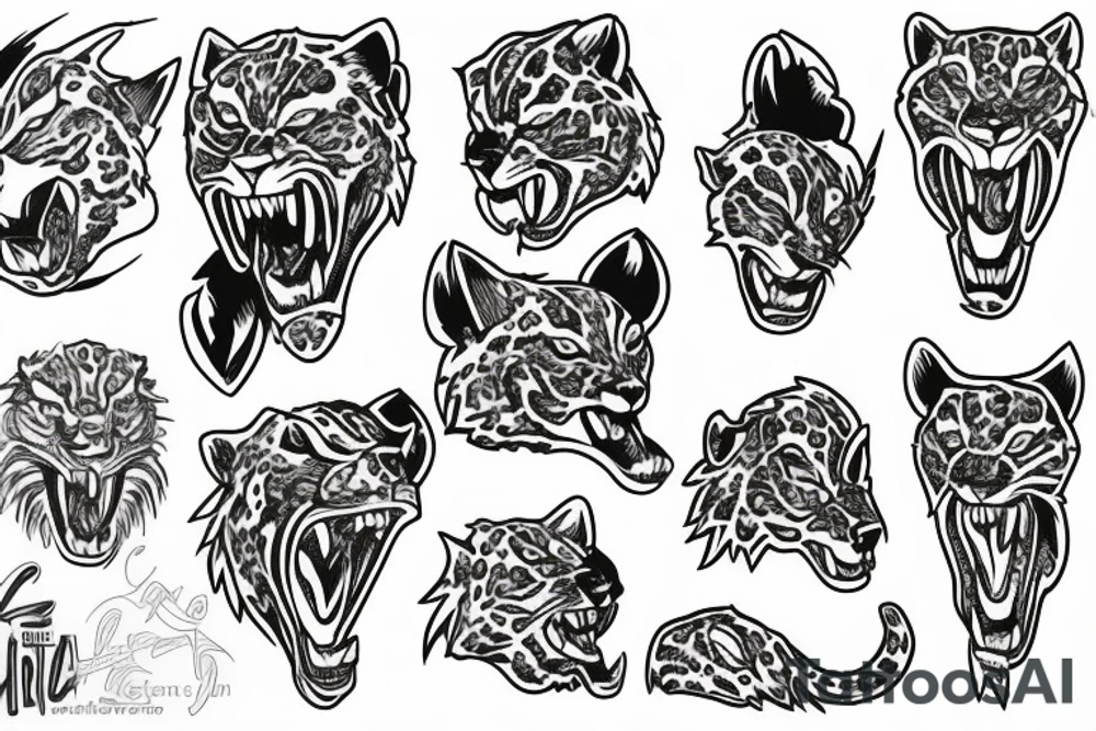 Jaguar roaring tattoo idea