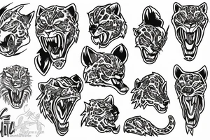 Jaguar roaring tattoo idea