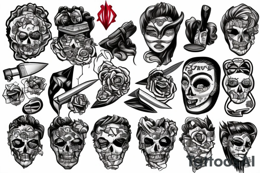 diamonds, skool, knife tattoo idea