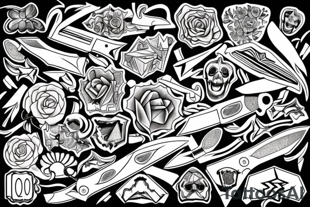 diamonds, skool, knife tattoo idea