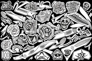 diamonds, skool, knife tattoo idea