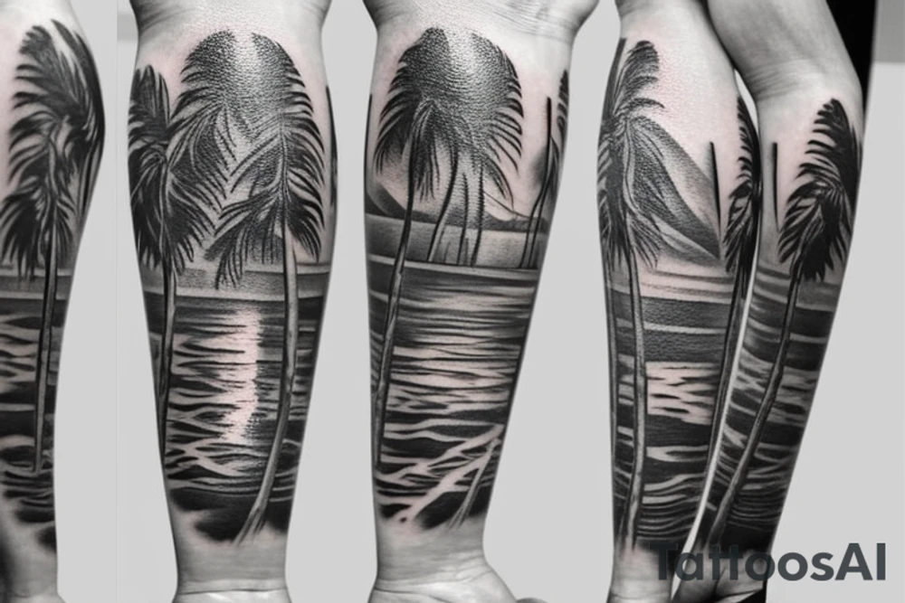 Beach, full arm tattoo idea