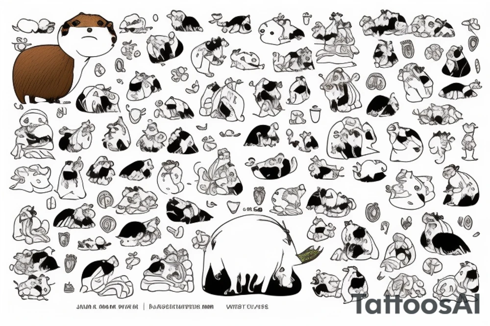 Capybara in yuzu bath in winter tattoo idea