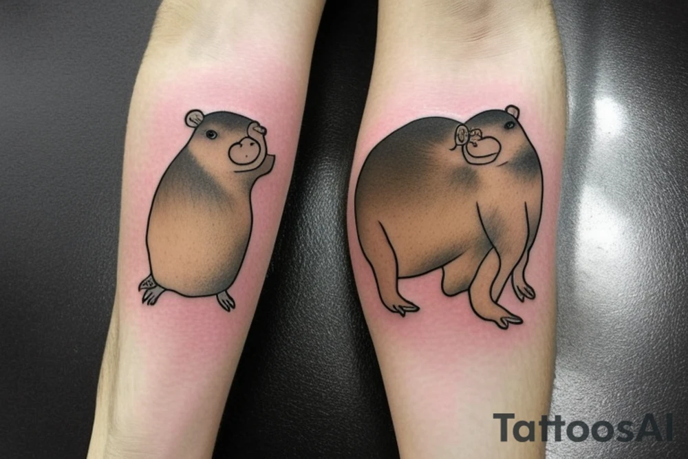 Capybara in yuzu bath in winter tattoo idea