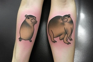 Capybara in yuzu bath in winter tattoo idea