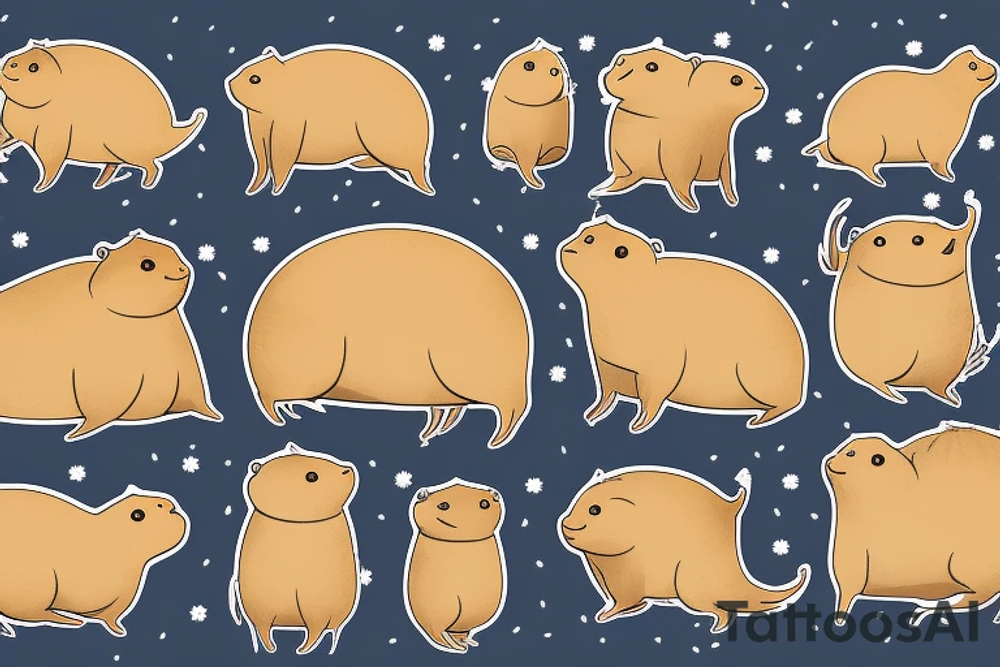 Capybara in yuzu bath in winter tattoo idea