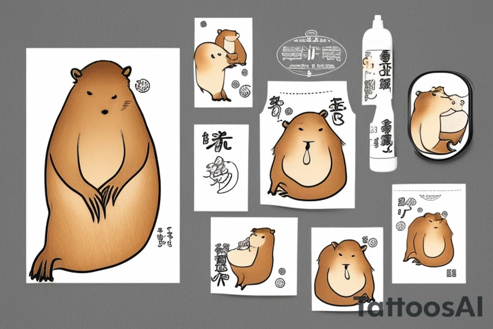 Capybara in yuzu bath in winter tattoo idea