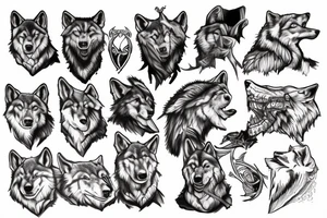 Man sitting on a throne with a pack of wolves surrounding him tattoo idea