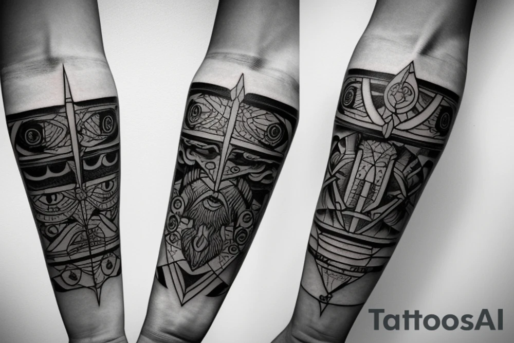 Skorpione stone neptun sanskrit forearm tattoo idea