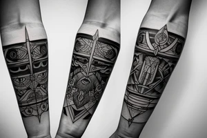 Skorpione stone neptun sanskrit forearm tattoo idea