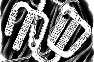 carabiner with mountain inside and the numbers 2645 underneath tattoo idea