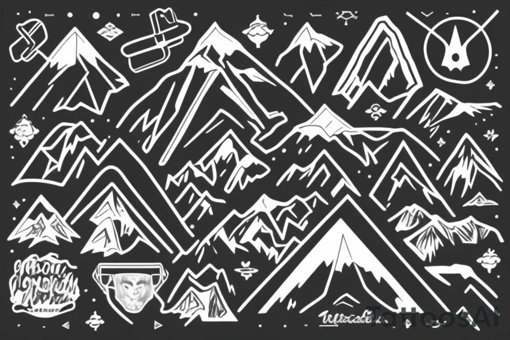 carabiner with mountain inside tattoo idea