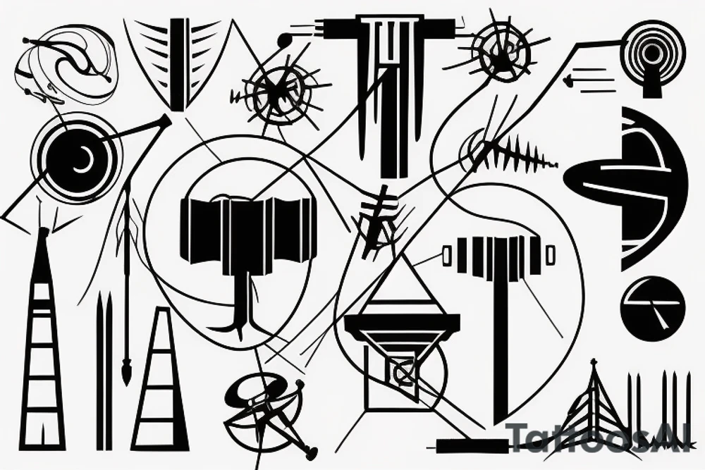 building antenna bridge cliff tattoo idea