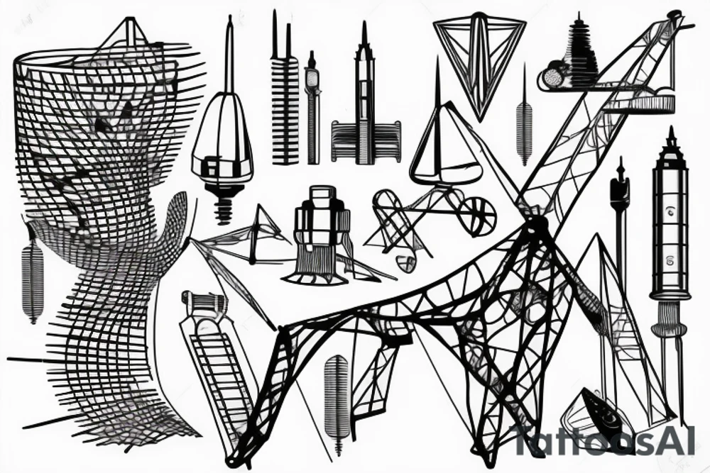 building antenna bridge cliff tattoo idea