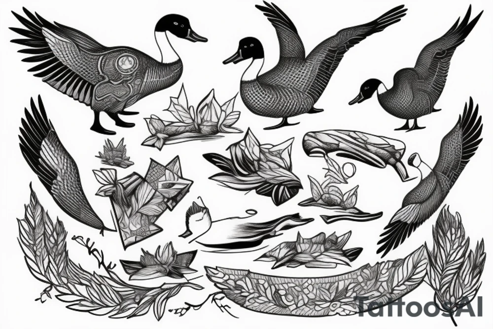 Canadian goose in the water tattoo idea