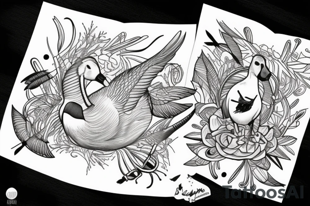 Canadian goose in the water tattoo idea