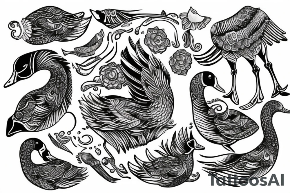 traditional tattoo of a  goose in water tattoo idea
