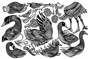 traditional tattoo of a  goose in water tattoo idea