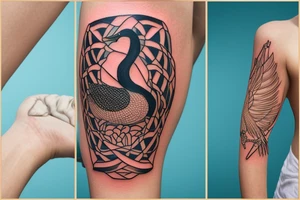 traditional tattoo of a goose in a lake  that's framed in a diamond tattoo idea