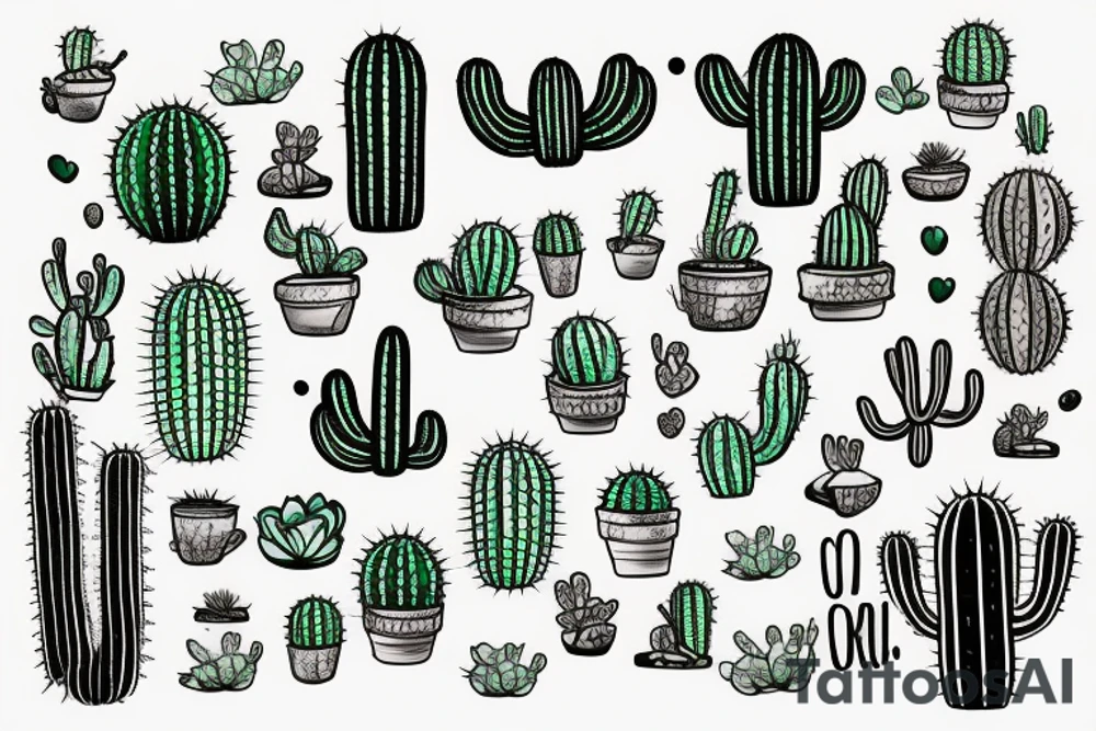 A cactus and a turtle tattoo idea