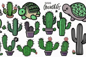 A cactus and a turtle tattoo idea