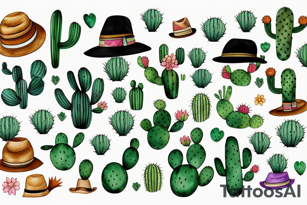 A cactus and a turtle with a straw hat tattoo idea