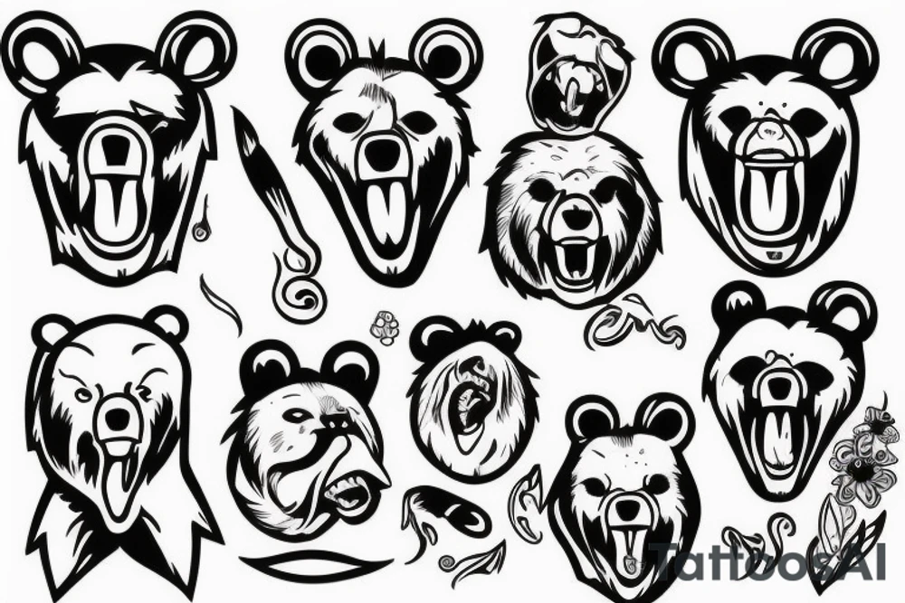 bear with open mouth tattoo idea