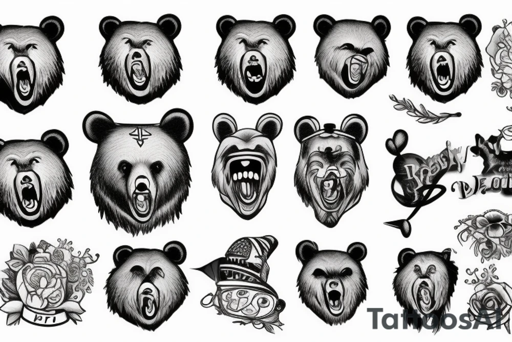 bear with open mouth tattoo idea