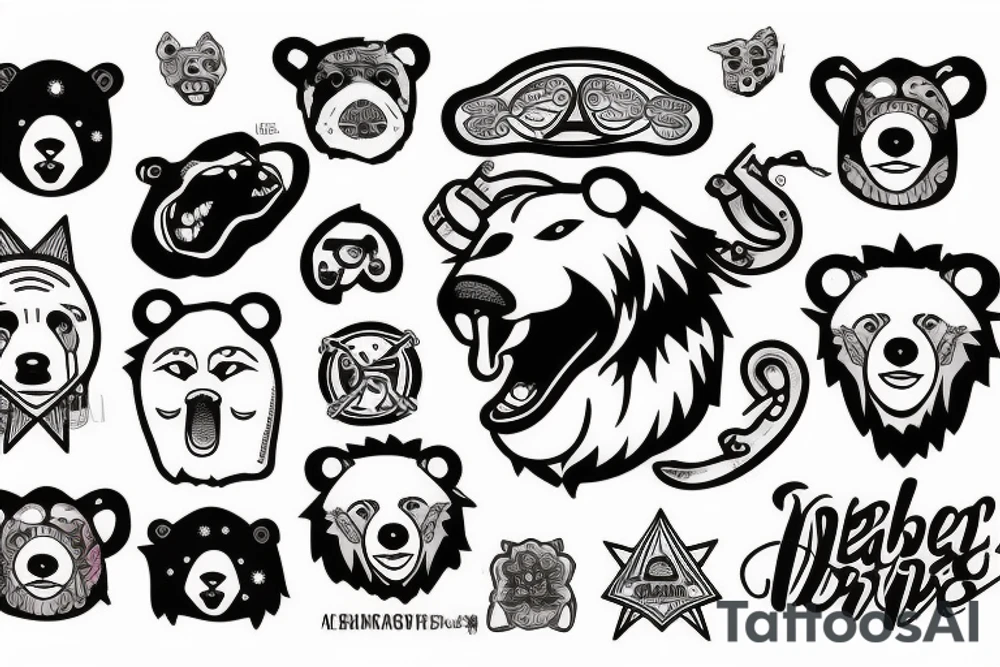 bear with open mouth tattoo idea