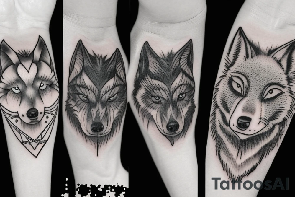 Three wolf pups tattoo idea